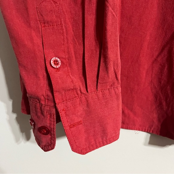 Men’s Enyce Long Sleeve Button Down Shirt Black Studs Patches Size XL Red - Picture 2 of 13